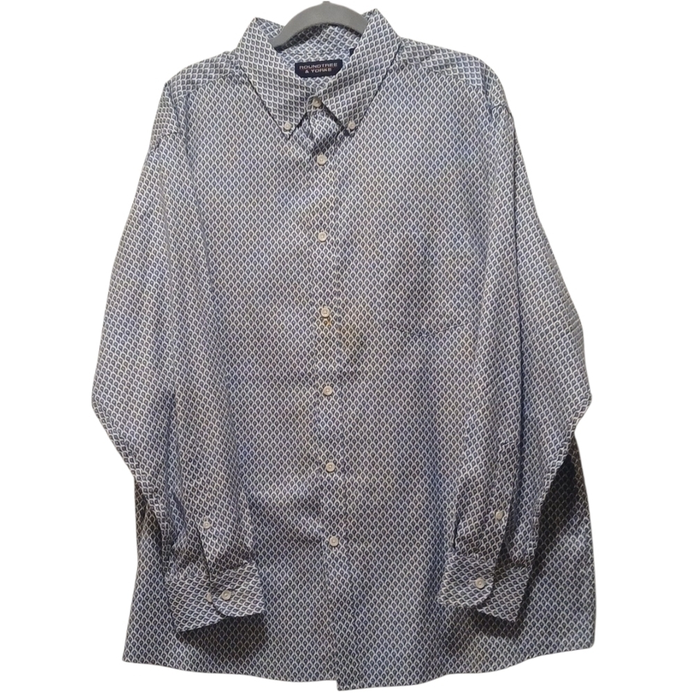 Roundtree & Yorke - NWOT White & Blue Diamond Design, Button Down Collar, XL - Picture 2 of 8